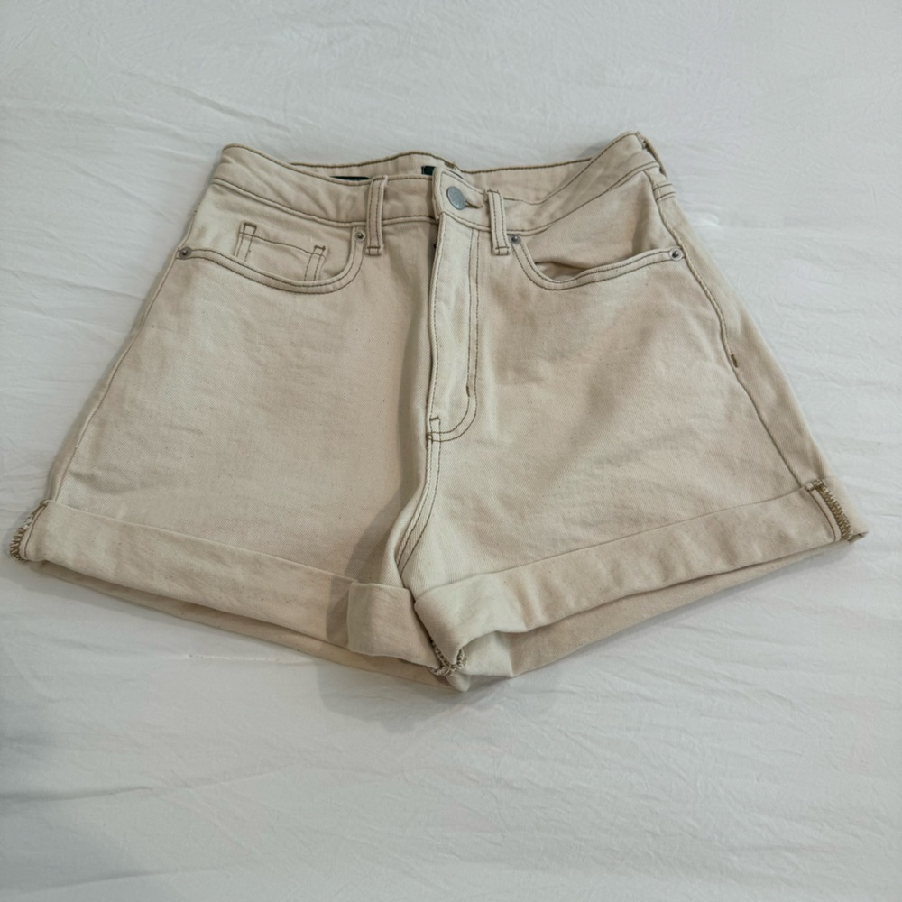 Off-white high rise denim shorts